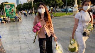 Cambodian tourism 2021, walking tour visit Phnom Penh at Riverside