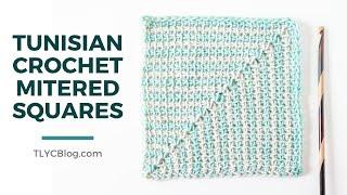 Mitered Squares - Learn Tunisian Crochet [EASY 2 COLOR STRIPED CROCHET SQUARES]