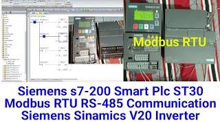 Siemens s7-200 Smart Plc ST30 Modbus RTU RS-485 Communication Siemens Sinamics V20 Inverter