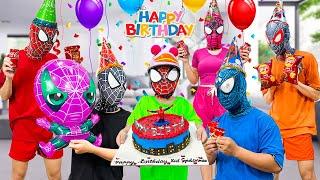 PRO 5 SPIDER-MAN Team || Help Everyone On Kid Spider Birthday ( Action in Real Life ) by Bunny Life