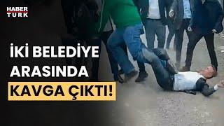 Kocaeli Büyükşehir ve İzmit Belediyesi ekipleri arasında kavga çıktı!