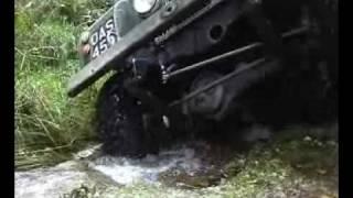 Series 1 Landrover in a creek with no paddle-Brecon