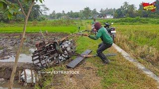 Traktor Sawah Roda Double Dikerahkan Untuk Garu Lumpur Dalam Setengah Roda