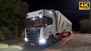 Night Truck Driving near Barcelona | Scania V8 POV