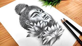 Lord Buddha Pencil Sketch | Easy Pencil Drawing Method Step by Step for Beginners