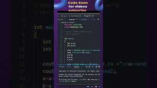 Swap two number without using third variable C++ || #coding #codingshortvideo #shorts  #codesoon