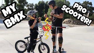 BMX vs PRO SCOOTER Rider TRICK CHALLENGE!