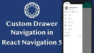 Custom Drawer Navigator in React Navigation v5 Tutorial