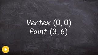 Write the equation of a parabola given vertex, axis of symmetry & point it passes through