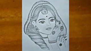 How to draw a cute wife। indian bride drawing easy- traditional - BD ART OP