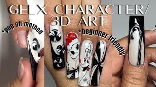 EASY GELX POP OFF METHOD | NIGHTMARE BEFORE CHRISTMAS 3D NAIL ART