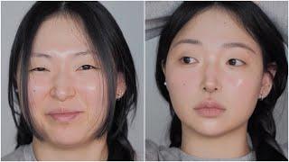 노 렌즈/노 마스카라/ 노 아이라인! 맨얼굴에서 맨얼굴 메이크업 한 얼굴로 | From bare face to bare face with makeup ‍️