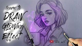 How to draw Glowing effect | Glowing effect drawing step by step tutorial