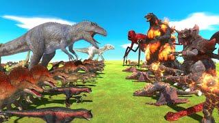 Dinosaurs FIGHT Red Team - Indominus Rex and Giganotosaurus Alliance