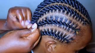 Learn how to: Flat twist cornrows/ stitched flat twist or Spirals