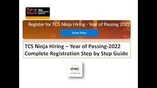 TCS Ninja -2021 Complete Registration Process