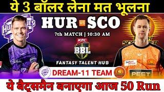 Hobart vs Perth Dream11 Team || HUR vs SCO Dream11 Prediction || #BBL #HURvsSCO