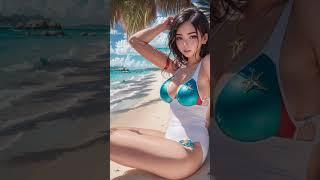 [AI SHORTS] | Cute babes on the beach in a bathing suit #ailookbook #shorts #beach #ai