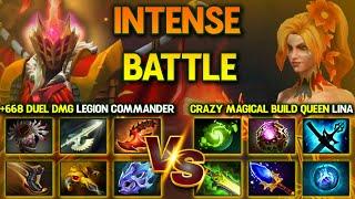 WHO IS STRONGER | 668 DUEL DAMAGE LEGION COMMANDER VS CRAZY MAGICAL BUILD QUEEN LINA | 7.37c Dota 2