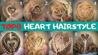 8 EASY HAIRSTYLES FOR LITTLE GIRLS!! | 8 Cute hairstyles with HEART Valentines Day Hairstyles