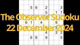 sudoku solution – The Observer Sudoku 22 December 2024