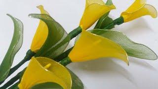 nylon stocking calla lily//calla lily tutorial nylon//yellow calla lily flower by stockings