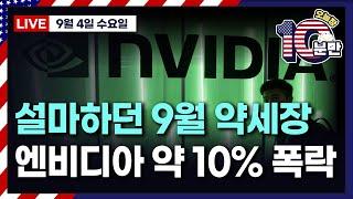 [오늘장 10분만-9월4일] 설마하던 9월 약세장 | 엔비디아 약 10% 폭락 | 상승&하락 종목 요약