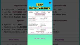 ITBP Driver Vacancy 2023 | ITBP constable driver recruitment