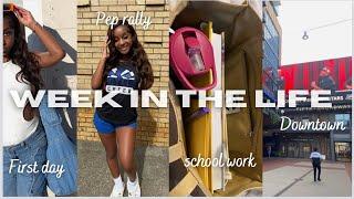 WEEKLY VLOG||week in the life of a highschooler , first day of school grwm , pep rally ,football etc