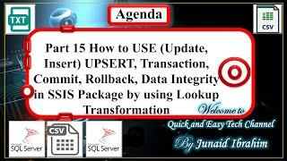 Part 15 How to USE Update, Insert UPSERT, Transaction, Commit, Rollback, Data Integrity in SSIS