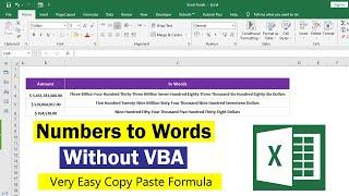 Excel Formula to Convert Numbers into Words | Change Numbers to Words in Excel