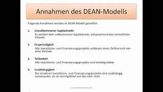 Investition und Finanzierung: DEAN-Modell - FernUni Hagen