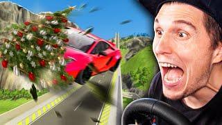 Was passiert wenn man mit 300kmh gegen einen Weihnachtsbaum fährt? | BeamNG