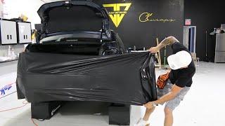 Trick and technique to wrapping a rear bumper solo (carbon fiber vinyl wrap)
