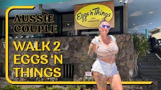 A Walk to Eggs n Things Waikiki Hawaii Opposite Oahus Famous Waikiki Beach Honolulu Food Walking POV