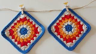 Tığ  işi motif modeli / Tığişi battaniye motifi / Tığişi kare motif yapımı / yazlık motif çanta