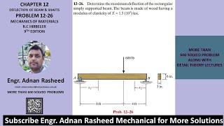 12-26 Determine the maximum deflection of simply supported beam | Mech of Material RC Hibbeler