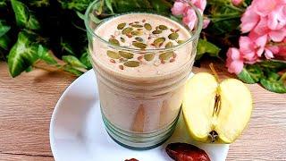 Healthy Breakfast For Weight Loss: Apple Smoothie With Oats. Without Sugar!