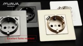 MVAVA - EU Standard Glass Panel Mechanical Switch Socket