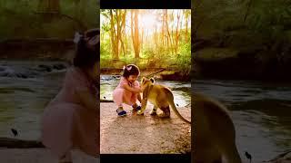 Baby Playing with Lion Cub by Riverside | Fun Animated Adventure