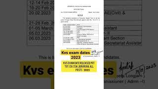 Kvs Exam Date For PGT TGT  SSA JSA Released 2023 || Kvs JSA PGT TGT Exam Date || #shorts #kvs