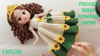 Prenses Bebek Ayakkabı Yapımı PART 5 (English subtitle) (crochet amigurumi tutorial)