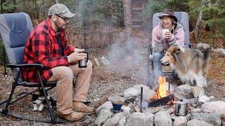 A Good Man, a Piece of Land, Puppies & Campfire Food- A Simple Life in the Woods