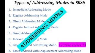 Types of Addressing Modes in 8086(Advanced Microprocessors Lecture Series 13)