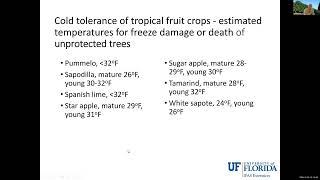 Freeze Protection of Tropical Fruit crops in Florida - Dr. Jonathan Crane