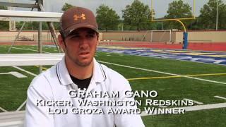 NFL Carolina Panthers Kicker Graham Gano endorses Ray Guy Prokicker.com Kicking Camps