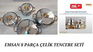 EMSAN 8 PARÇA ÇELİK TENCERE SETİ incelemesi (BİM 'de 299 tl)