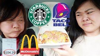 Letting The Person In FRONT Of Us DECIDE What We Eat For 24 HOURS! ft. Mom