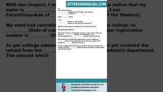 Request Letter to College for Refund of Admission Fees