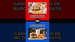  Burguer King ou McDonald's O que você prefere ? #shorts #quiz #enquete